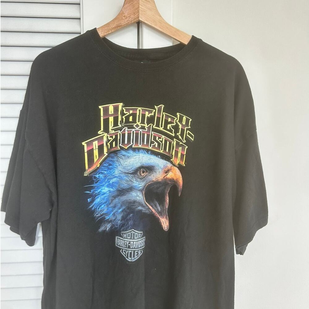 Harley Davidson Eagle Volcano Gladstone Oregon Dealer Tee 2XL Black Bravado